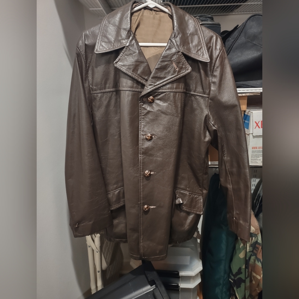Men's Vintage Classic Brown Leather Coat